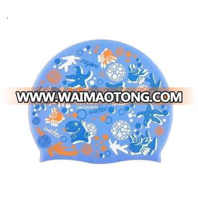 children cartoon cute originality print pattern silicone 2019 summer swimming cap for kids